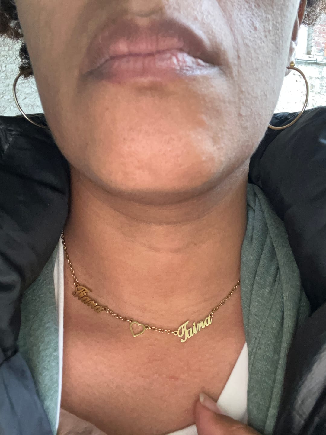 Customer photo review of Collier Coeur & Prénoms Sautoir Personnalisé