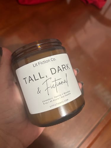 Customer photo review of Tall, Dark & Fictional Soy Candle