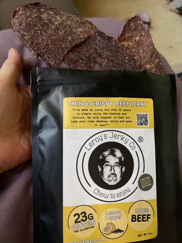 Customer photo review of LEMON PEPPER Beef Jerky