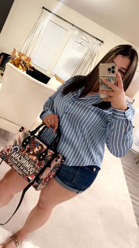 Customer photo review of Soy Dominicana pero no te pases - Personalized Leather Handbag DOM05
