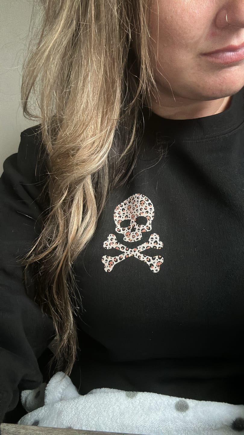 Customer photo review of Leopard Print Skull (Left Chest)