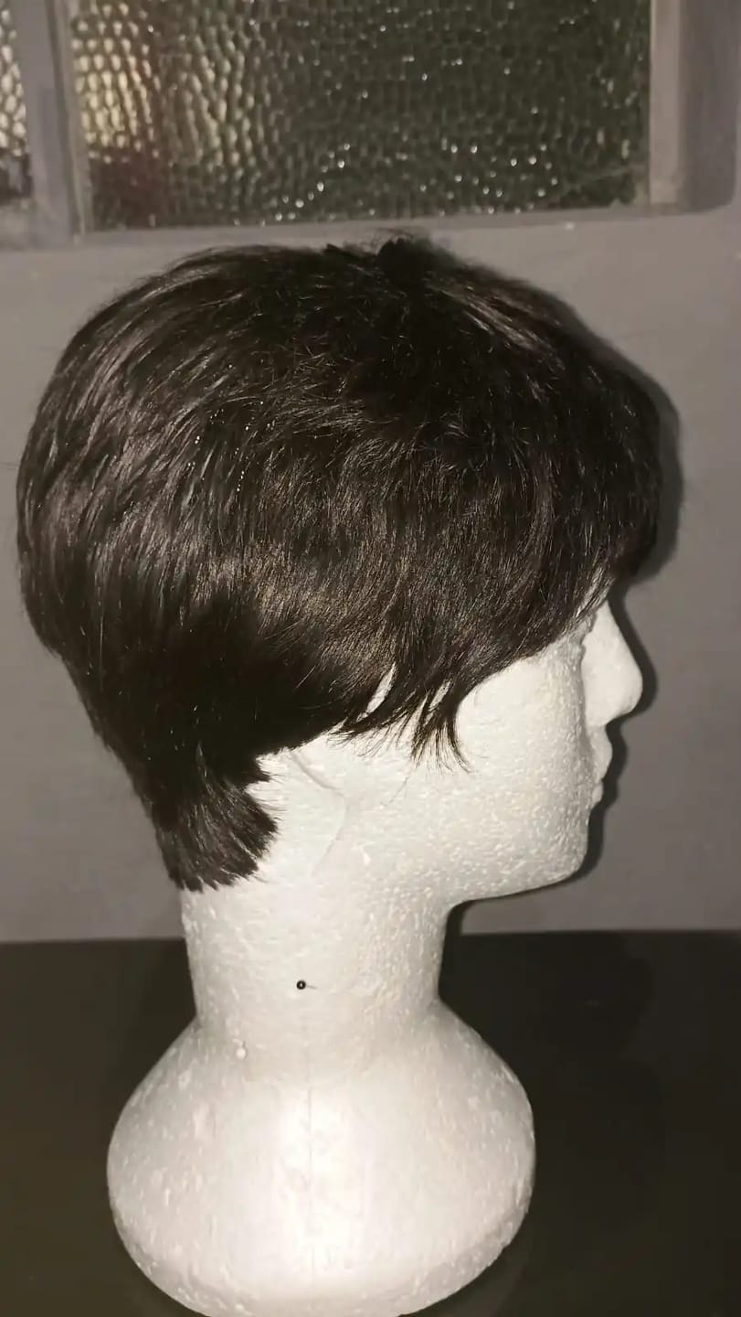 Customer photo review of Luvwin Classic Pixie Cut Style Wig With Layered Bangs For Black Women