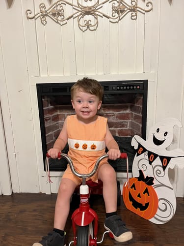 Customer photo review of Smocked Jack O'Lantern Orange Jon Jon