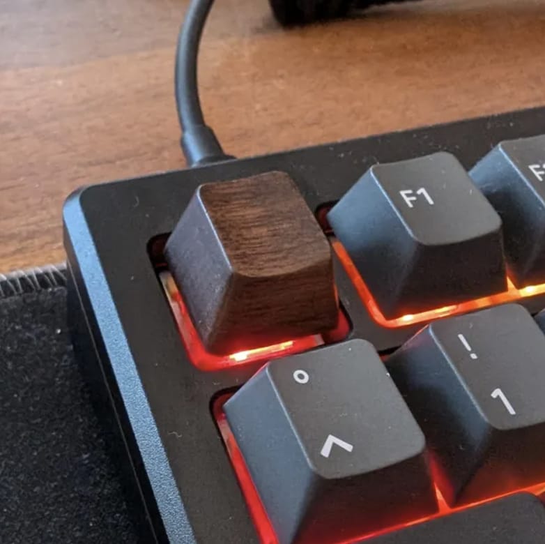 Customer photo review of American Black Walnut Keyboard Keycaps