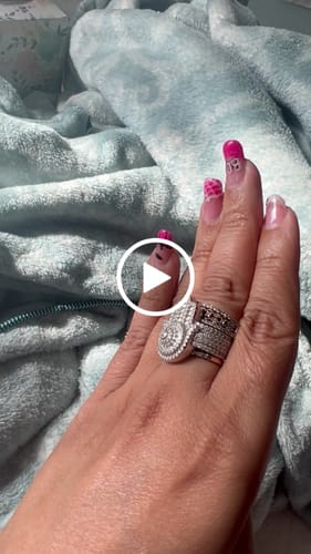 Customer video review of Moissanite Baguette Hamsa Hand Ring 14K White Gold