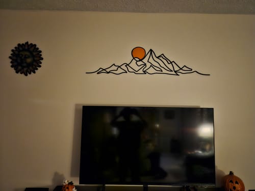 Customer photo review of Mountain and Gold Sun Metal Wall Art