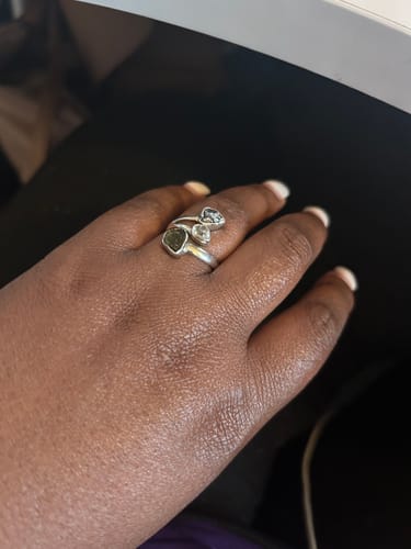 Customer photo review of RARE: Moldavite, Pakimer Diamond, Meteorite Ring 🛸✨