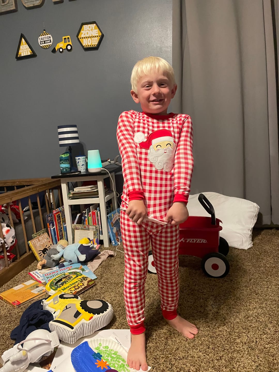 Customer photo review of Happy Santa Red Gingham Pajamas