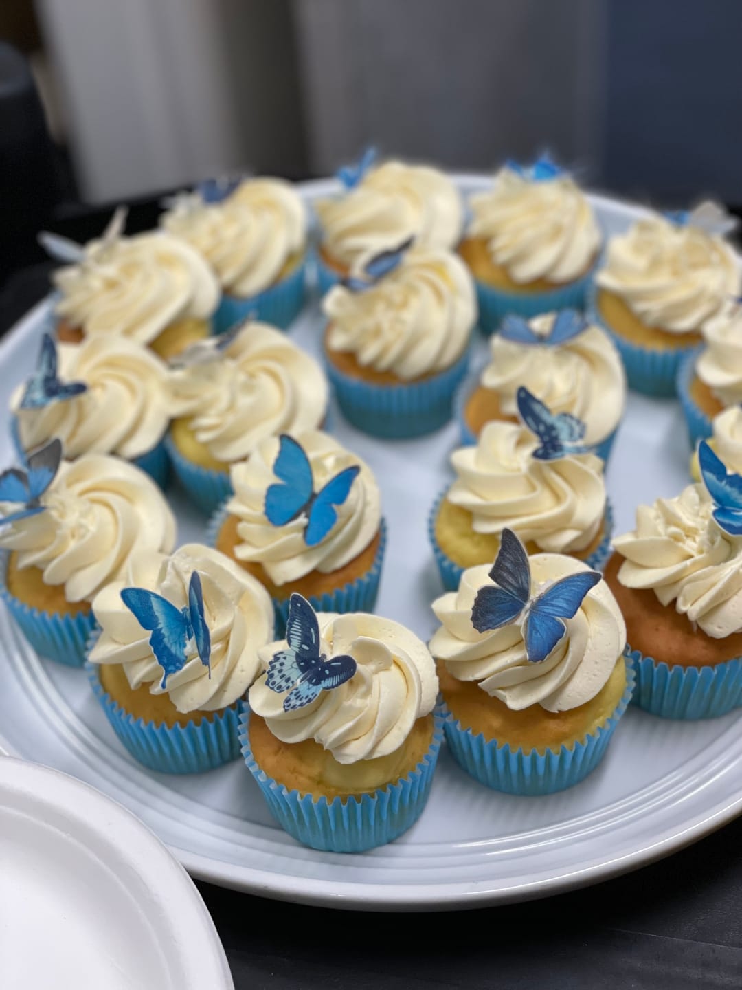 Customer photo review of Blue Edible Wafer Butterflies - Medium - 32pcs