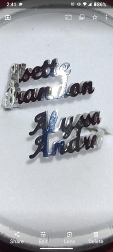 Customer photo review of Personalized Four Name Ring