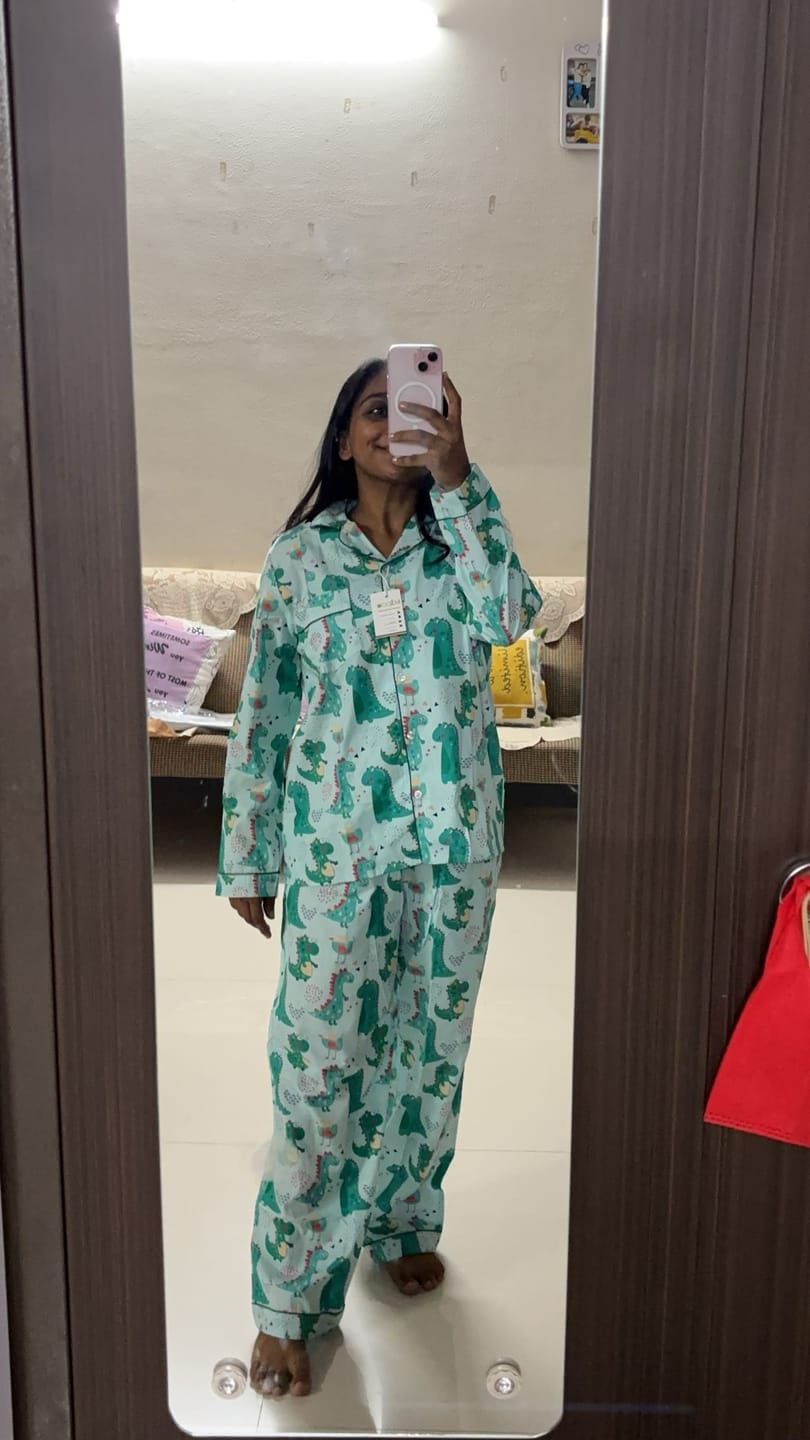Customer photo review of Green Dino Night Suit