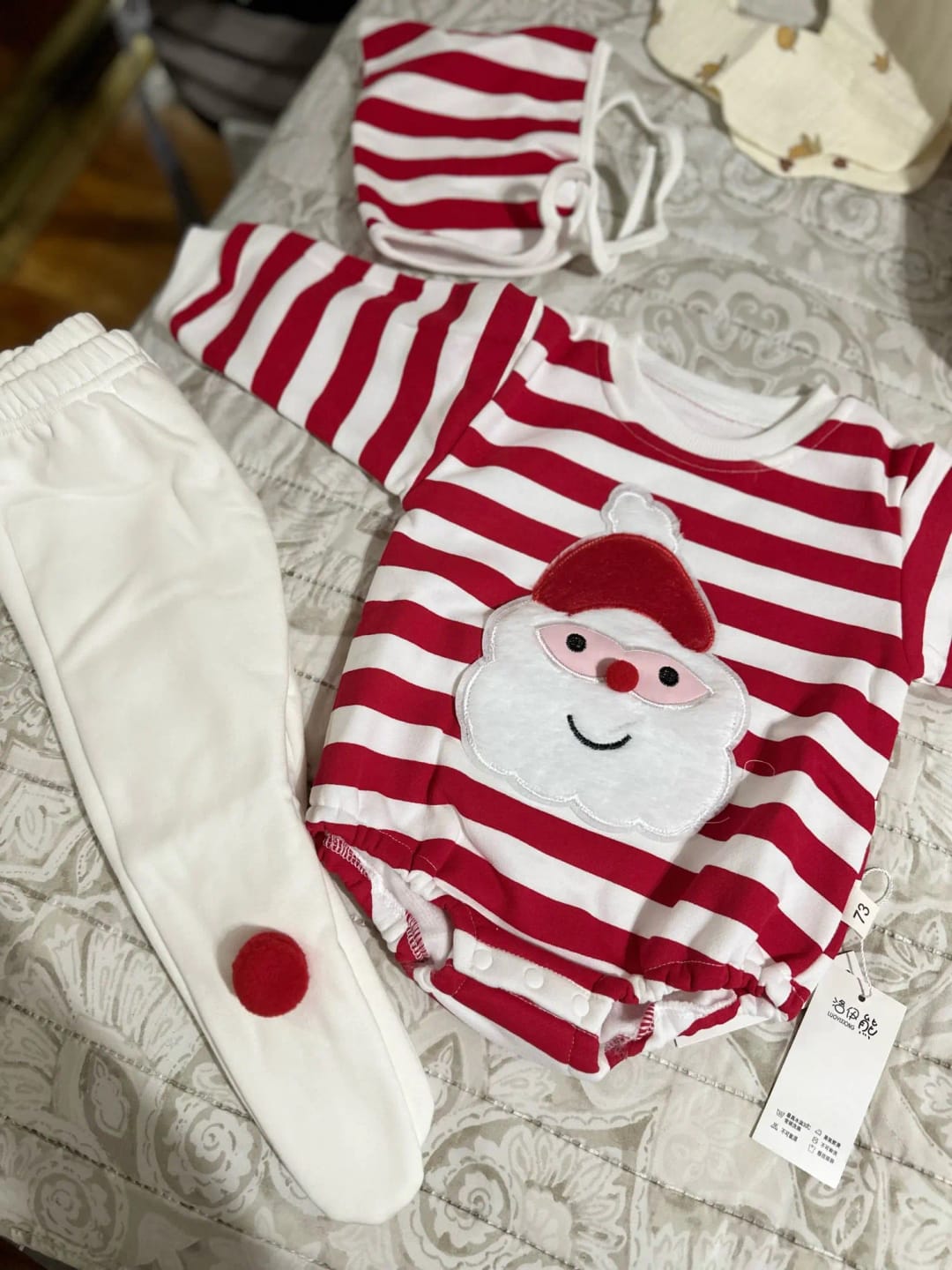 Customer photo review of Santa Baby Stripe Outfit