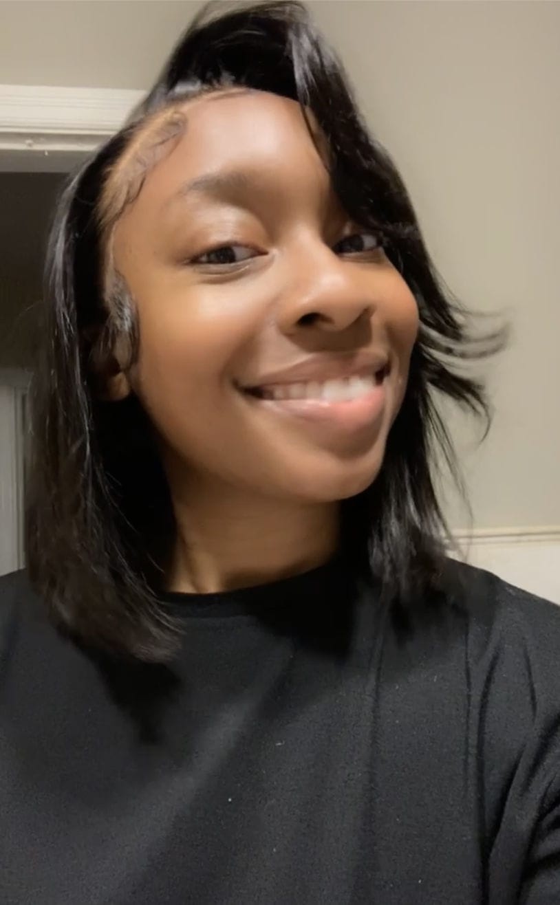 Customer photo review of Luvwin Side Parted Layered Texture Bob Wig 5x5 Closure Wig For Black Women