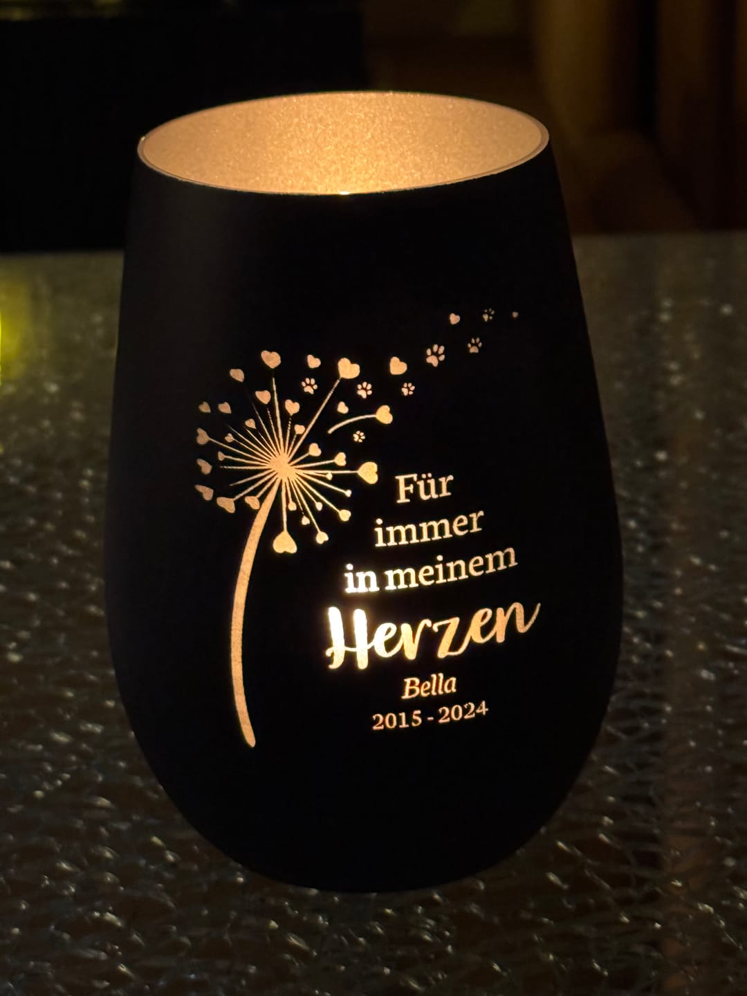 Customer photo review of Für immer im Herzen - Individuelles Trauerlicht
