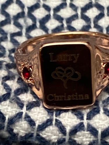 Customer photo review of Custom Name Personalized Rings With 2 Birthstones, Gift for Couple (Unisex Design)