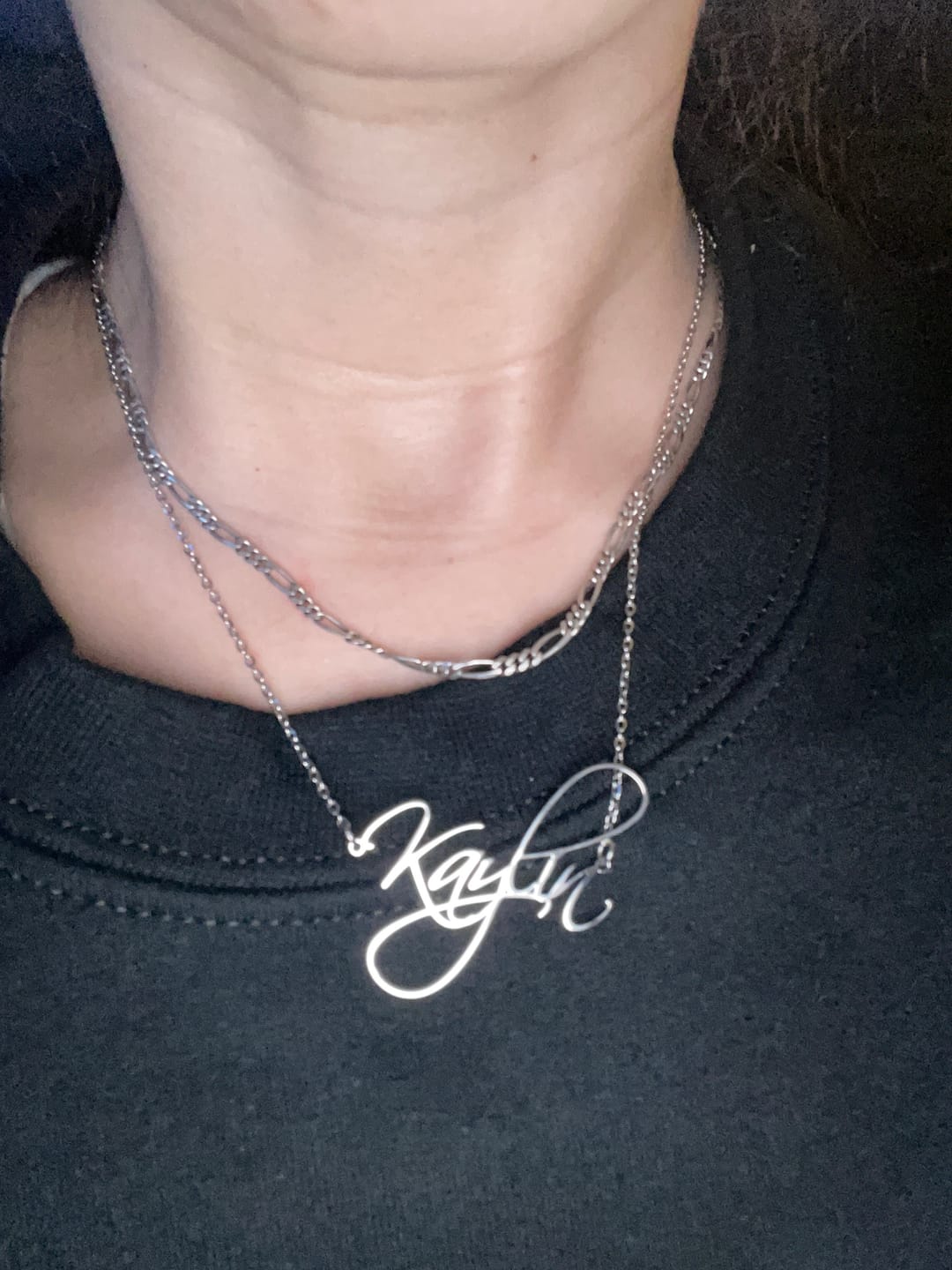 Customer photo review of Script Name Necklace