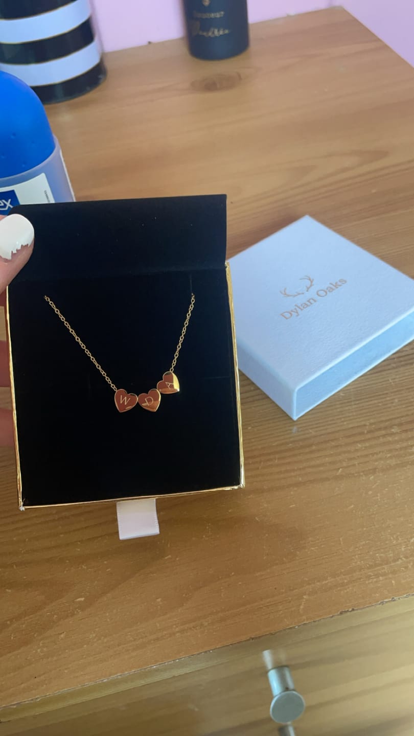 Customer photo review of Amo Heart Triple Bead Necklace in Gold
