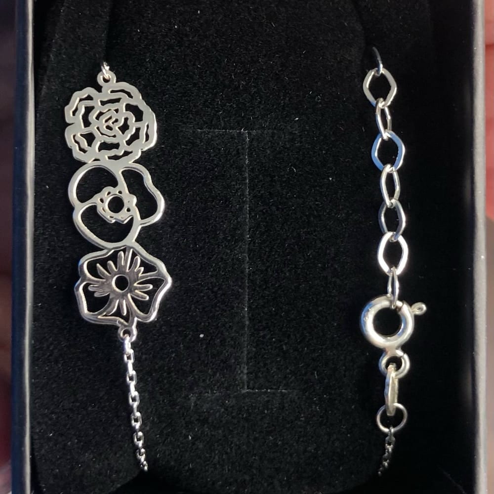 Customer photo review of Personalized Birth Flower Bracelet