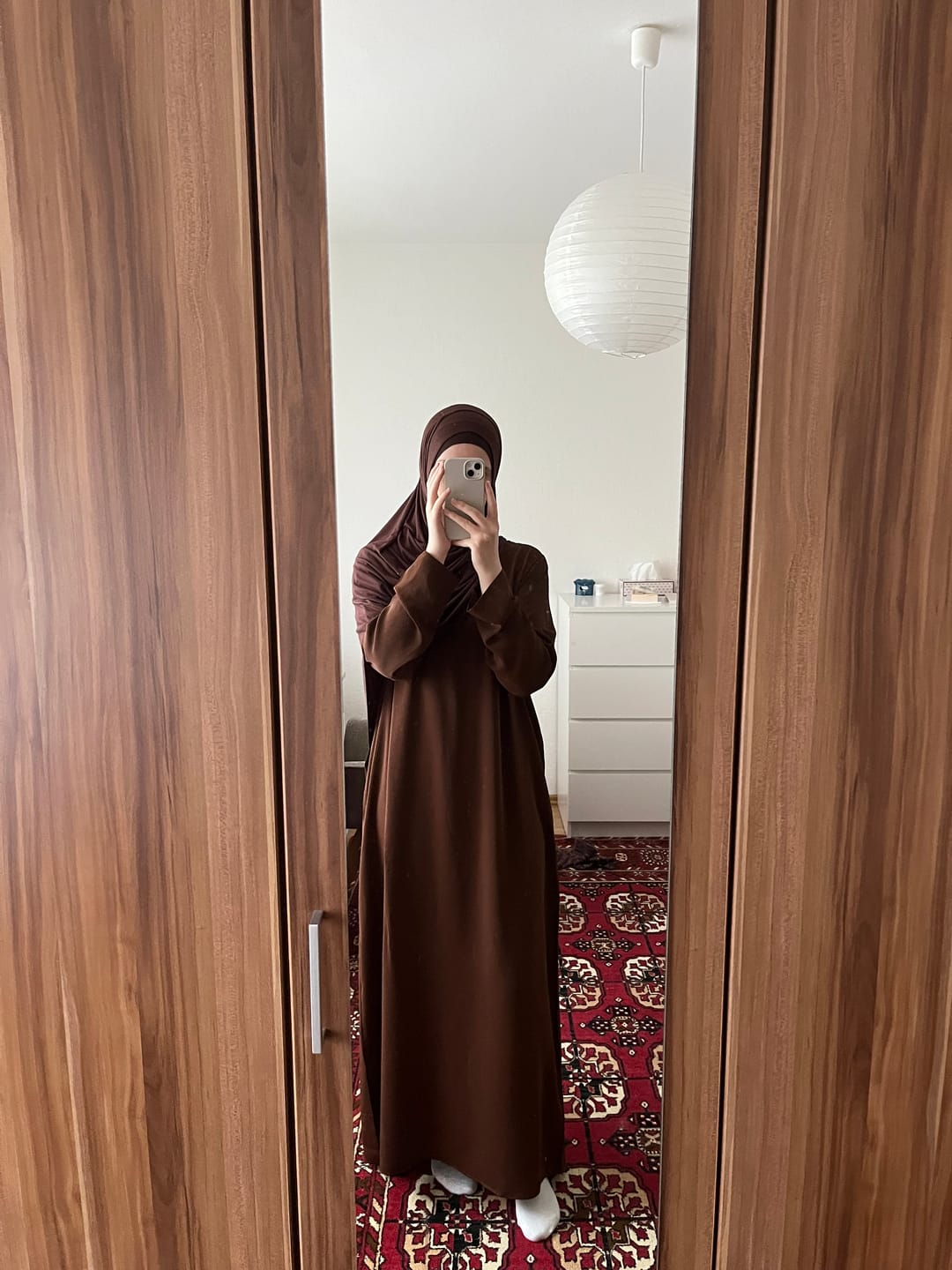 Customer photo review of Essential Abaya with Pockets - Coffee