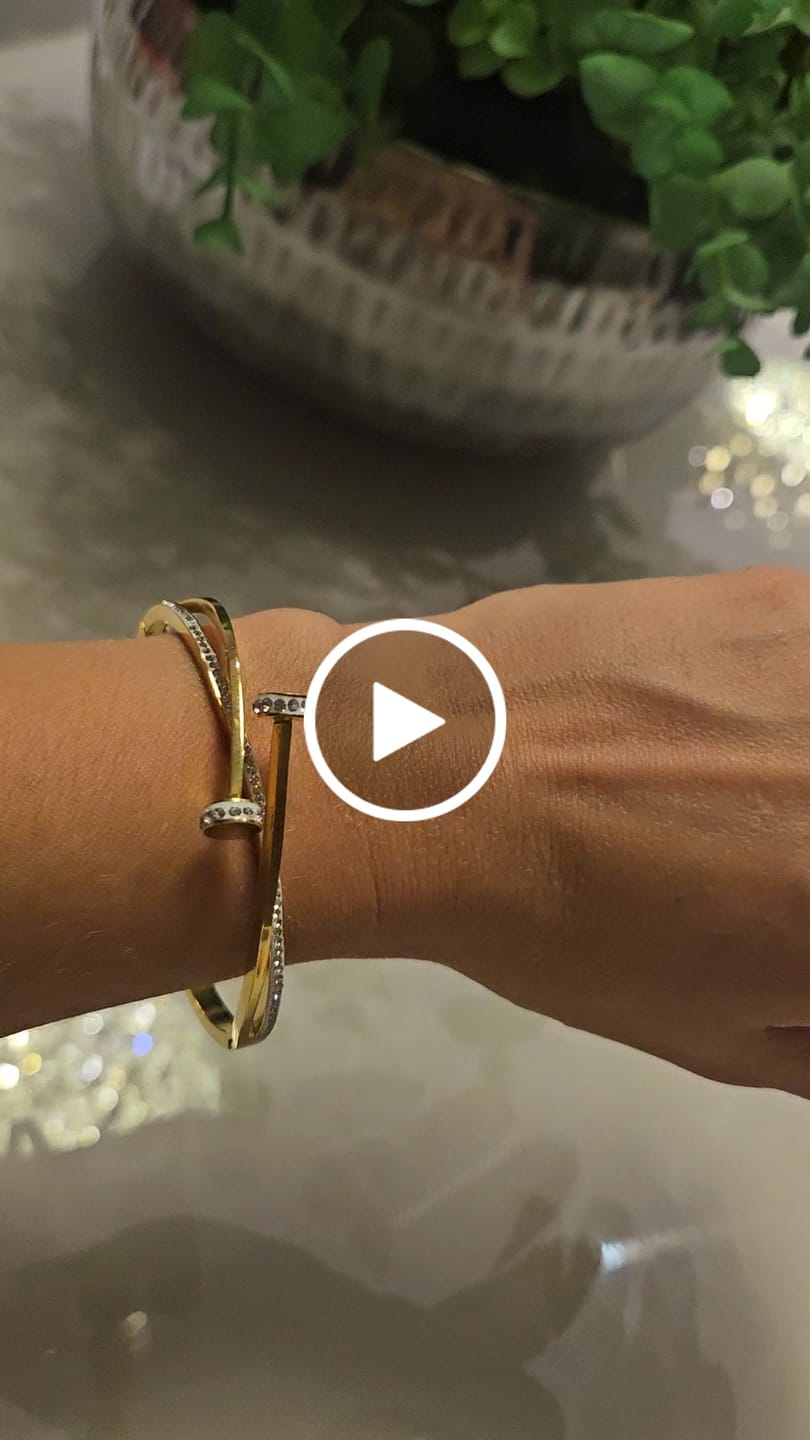 Customer video review of Bracelete Prego Zircônias Banhado em Ouro 18K
