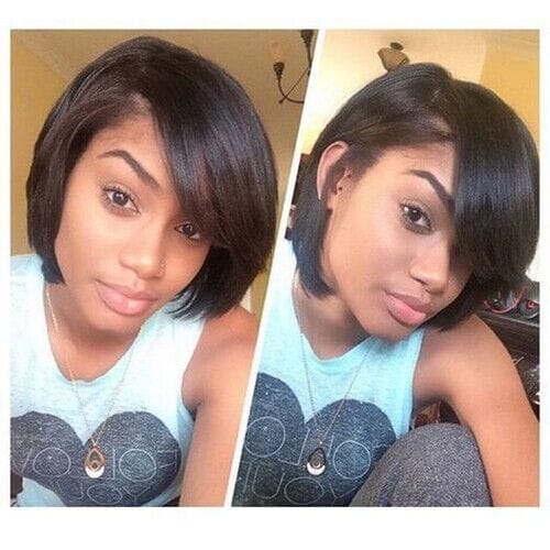 Customer photo review of Luvwin Side Parted Layered Texture Bob Wig 5x5 Closure Wig For Black Women