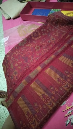 Customer photo review of Pashtush Womens Bamboo Shawl, Pasiley Weave Design, Maroon