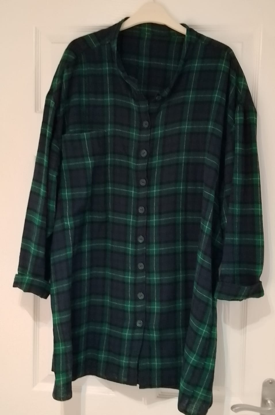 Customer photo review of Navy and Green Tartan Brushed Cotton Fabric