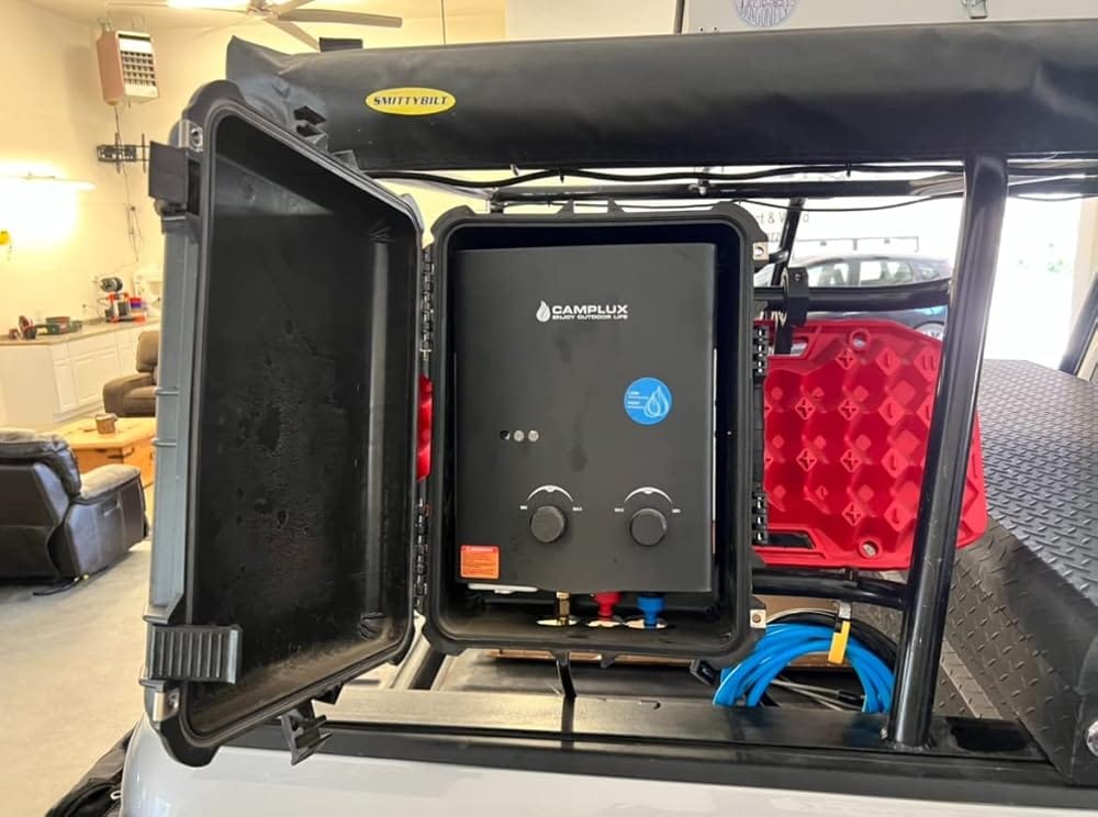 Customer photo review of Camplux Propane Off-Grid Portable Water Heater for RV, Trailer & Camper - Black