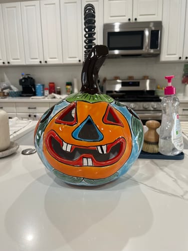 Customer photo review of Mexican Pumpkin Talavera Pottery Pumpkin Candle Holder Pumpkin Patch Decorations Pumpkin Halloween Decor Pumpkin Fall Decor Pumpkin Porch Decor