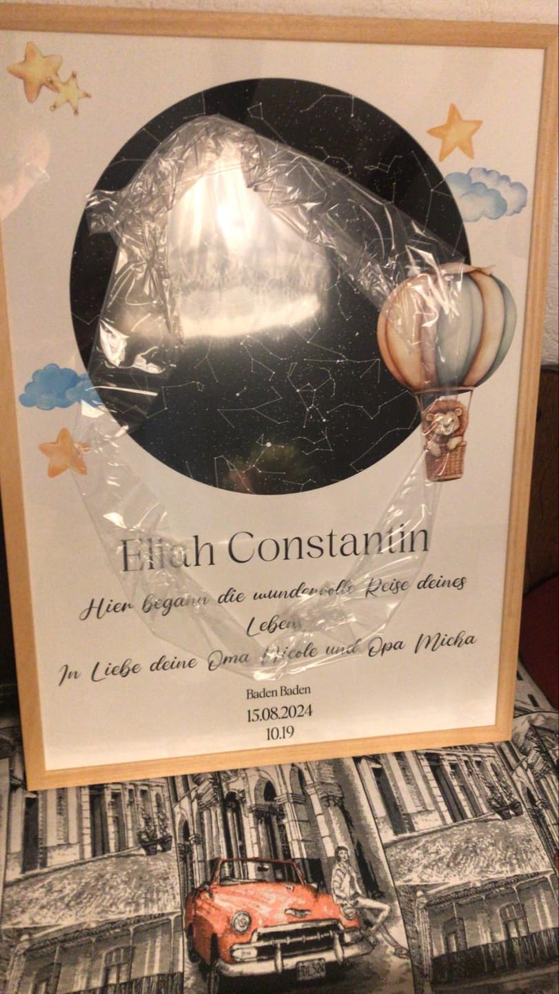 Customer photo review of Sternenkarte Poster mit Echtholzrahmen