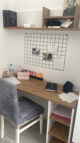 Customer photo review of Rani HA125 Kitaplıklı Raflı Çalışma Ofis Bilgisayar Masası Sepet Ceviz - Beyaz
