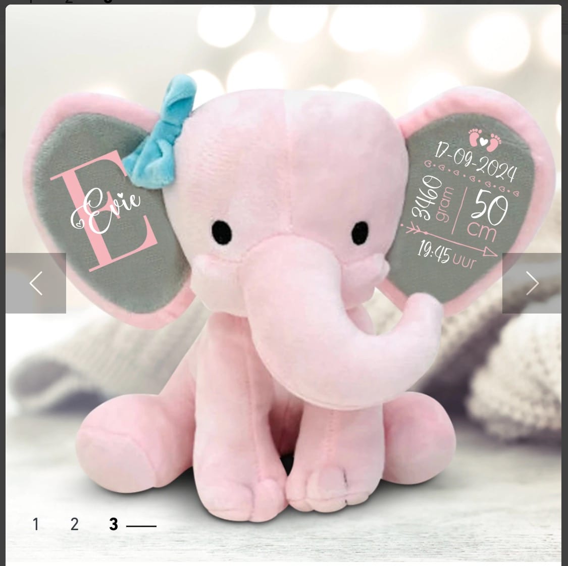 Customer photo review of Knuffelolifant - Baby-Knuffel