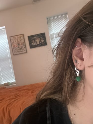 Customer photo review of Malachite Heart Drop Charm