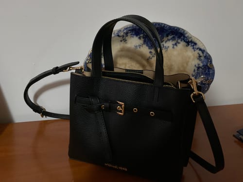 Customer photo review of Emilia Small Pebbled Leather Satchel (BLACK)