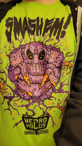 Customer photo review of Smash 'em Insectomite Battle Tee