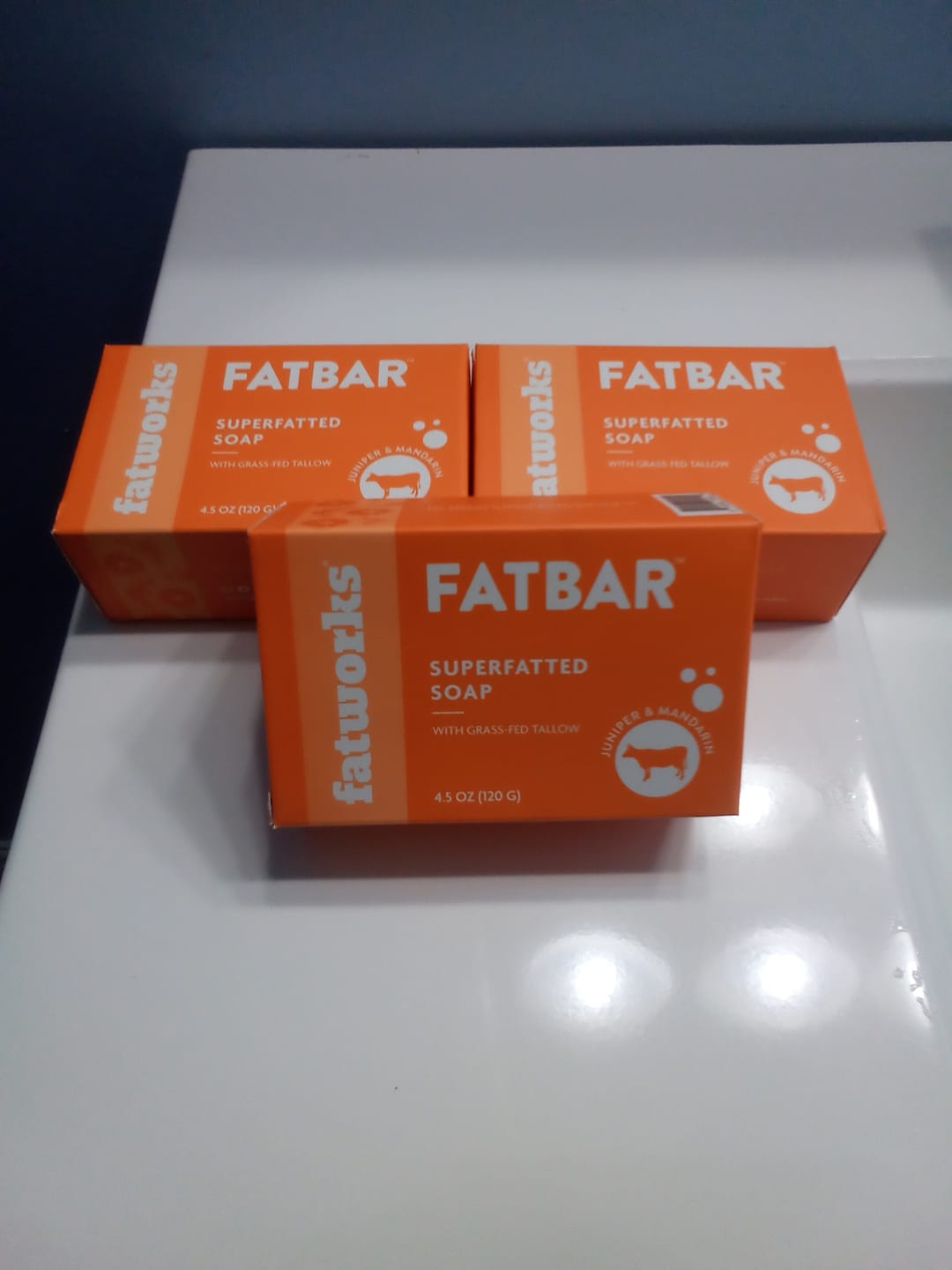 Customer photo review of FATBAR™ Juniper&Citrus (4.25 oz) - Grass-Fed Tallow Soap Bar