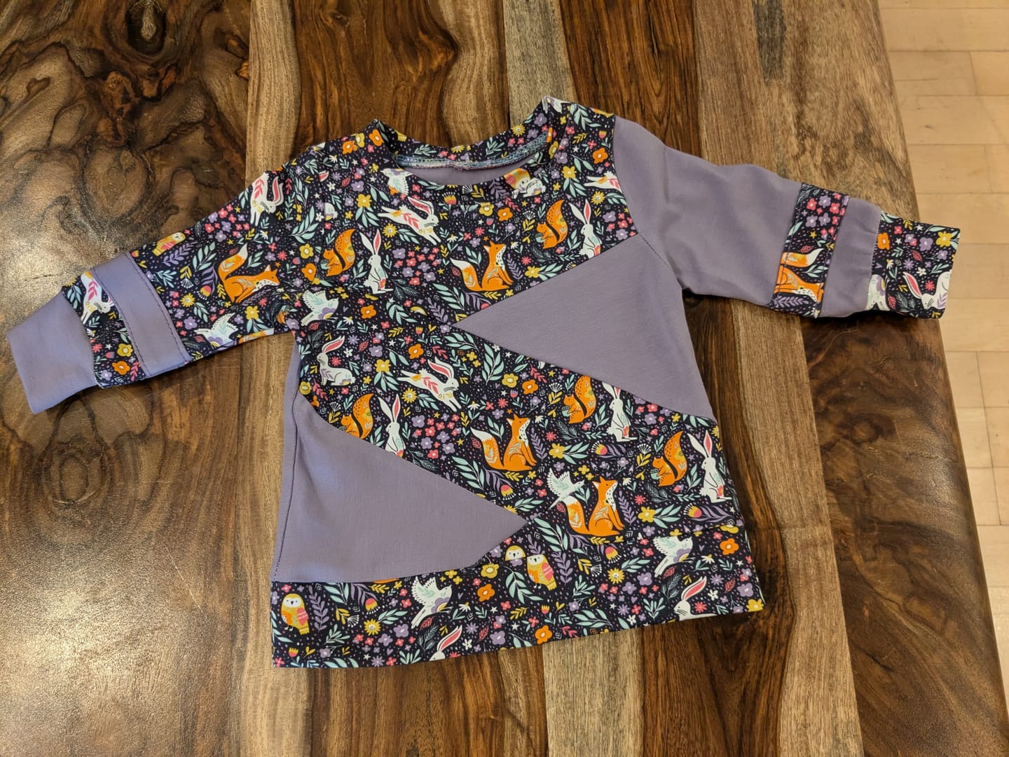Customer photo review of Forest Animals on Deep Purple French Terry Fabric