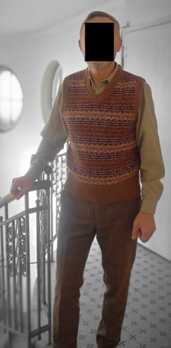 Customer photo review of Shetland Wool Fair Isle Sweater Vest - Camel