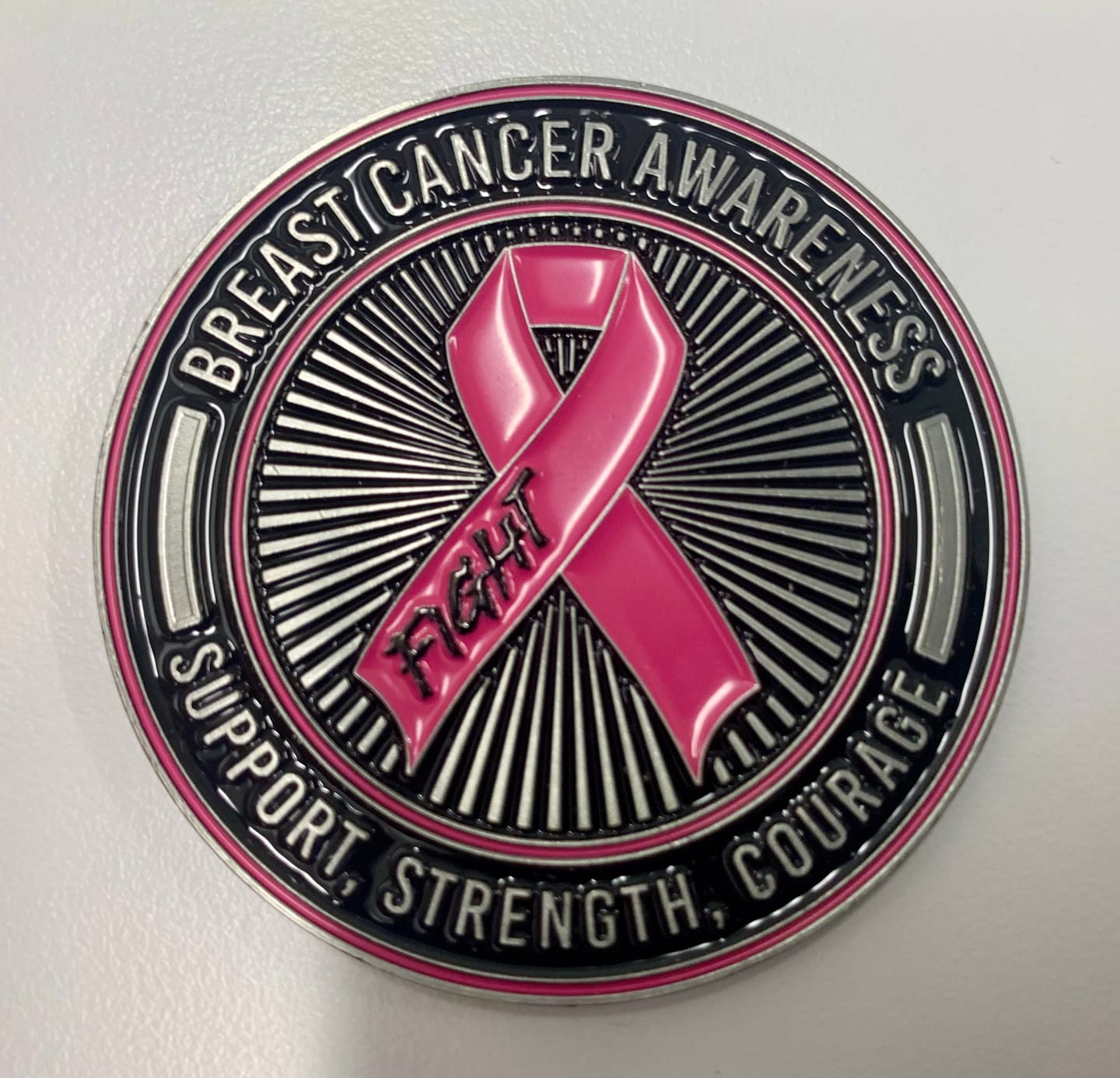 Customer photo review of Breast Cancer Awareness - Challenge Coin