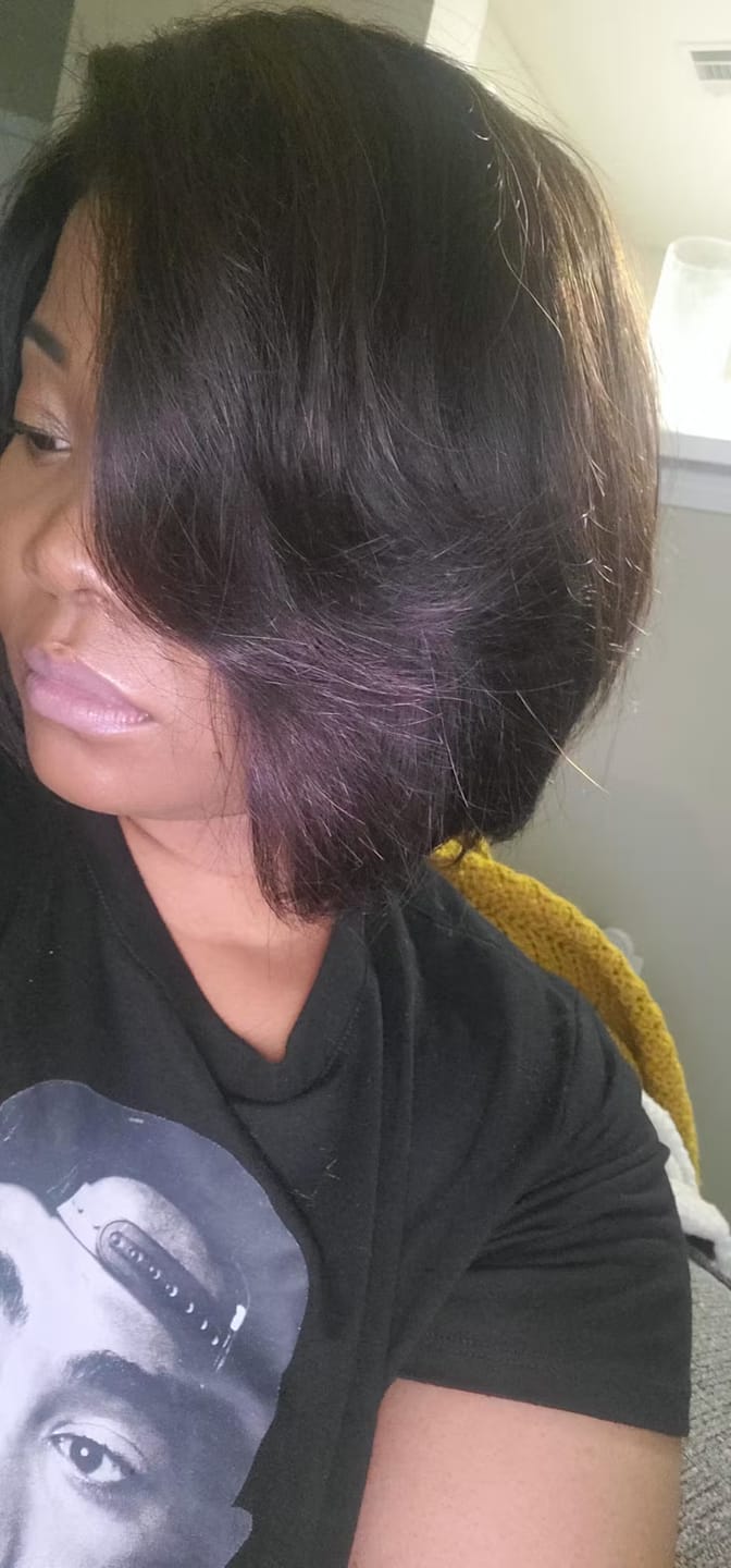 Customer photo review of Luvwin Side Parted Layered Texture Bob Wig 5x5 Closure Wig For Black Women