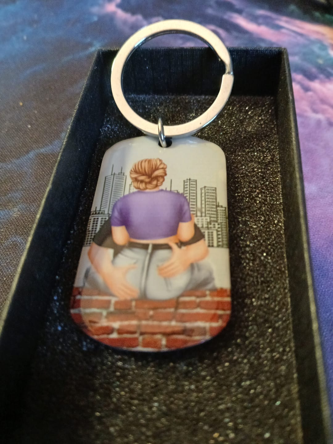 Customer photo review of Drive Safe - Personalized Engraved Stainless Steel Keychain