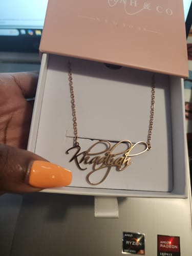 Customer photo review of Personalized Script Necklace