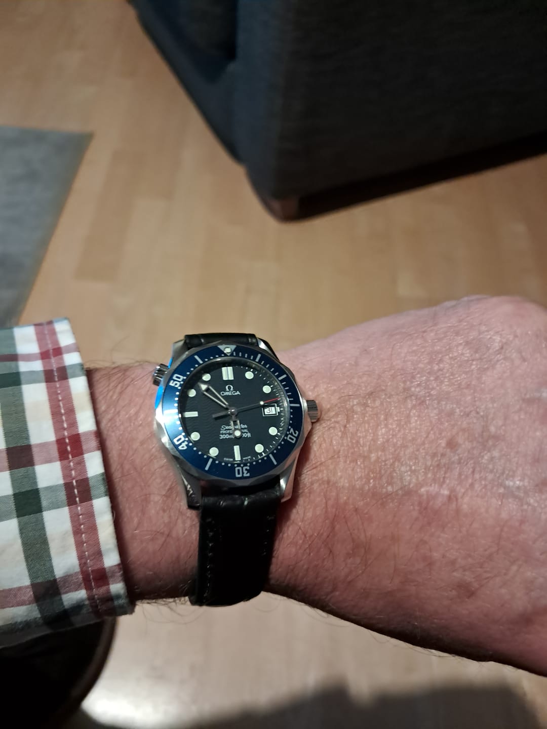 Customer photo review of Genuine Leather Calfskin Premium Watch Strap with Stainless Steel Deployant Butterfly Clasp
