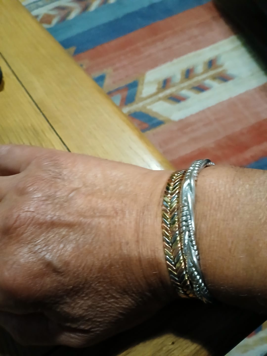 Customer photo review of Buddha Stones Vintage Magnetic Copper Adjustable Cuff Bracelet Bangle