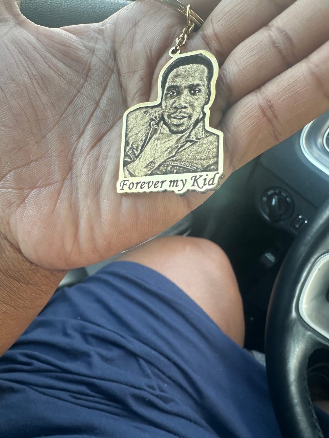 Customer photo review of Custom Photo Engraved Keychain