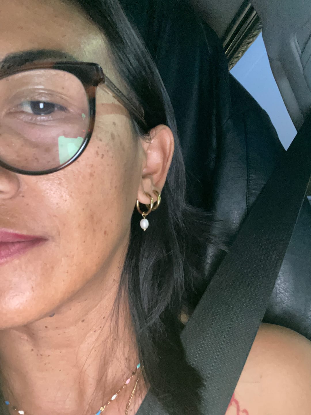 Customer photo review of Freshwater Pearl Bella Hoop Earrings