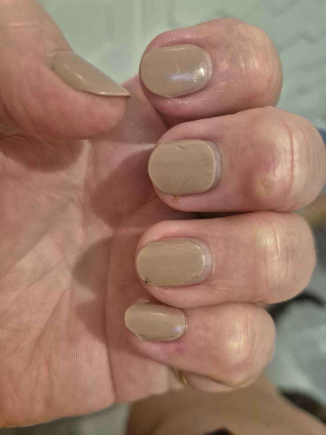 Customer photo review of Aqua Pink (Pearlescent) DIY Semicured Gel Nail Sticker Kit