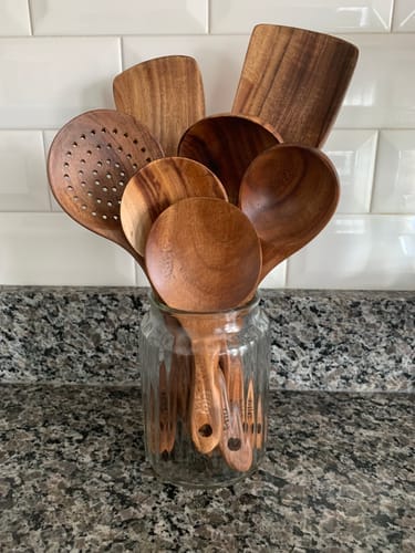 Customer photo review of Teak Wooden Utensil Set