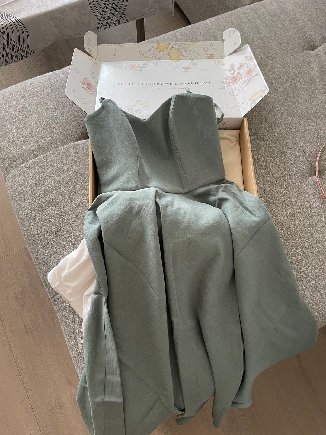 Customer photo review of Linen Dress Bardot