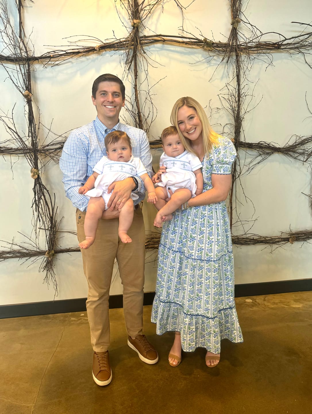 Customer photo review of Blue Cross Smocked White Boy Bubble